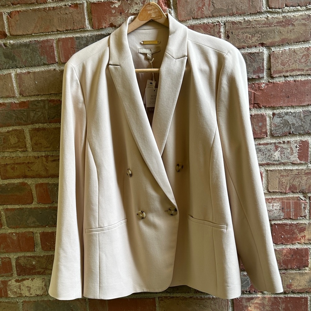 NWT Talbots- Elegant Tan Double-Breasted Women's Blazer - Size 20W